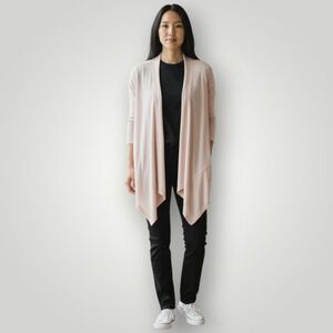 J.Jill Wearever Collection‎ Cardigan Small Petite Blush Pink Drape Front